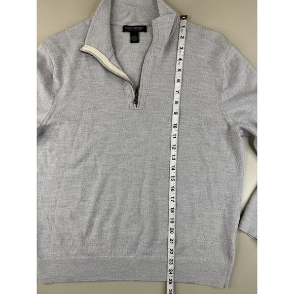 Banana Republic Men’s Merino Wool Half Zip Sweater L Heather Gray Luxury Preppy - Picture 4 of 10